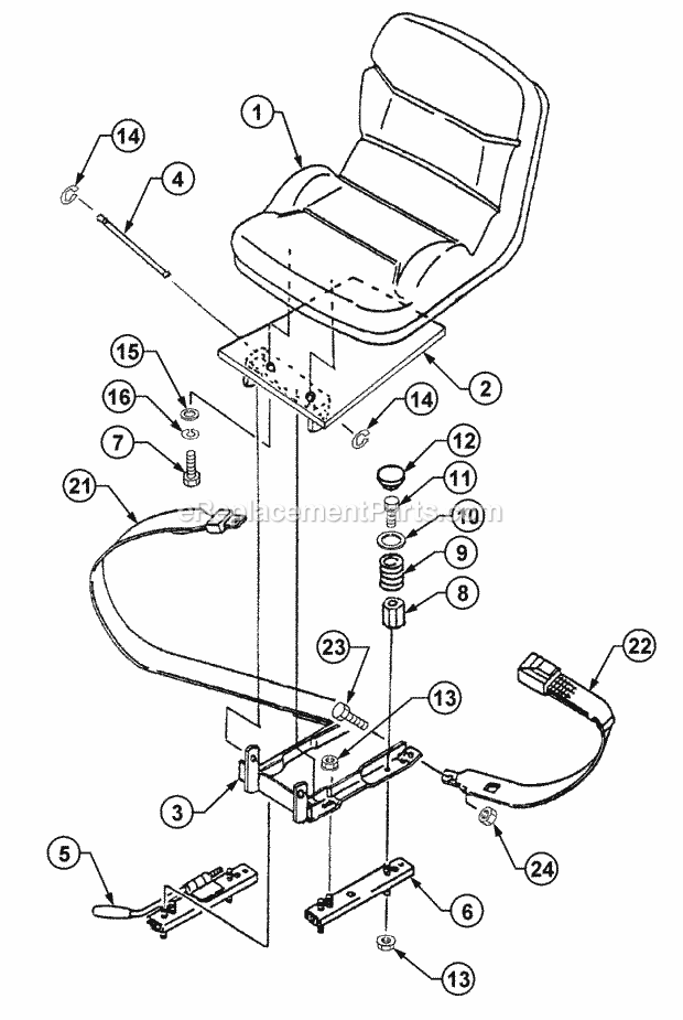 Seat Diagram and Parts List for 54A-458D100, 590-603-100 Cub Cadet Lawn Tractor